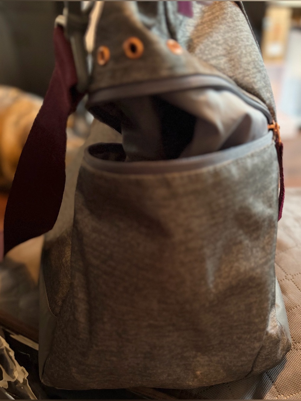 adidas Gray Duffel Shoulder Bag with Maroon Strap - Picture 3 of 14